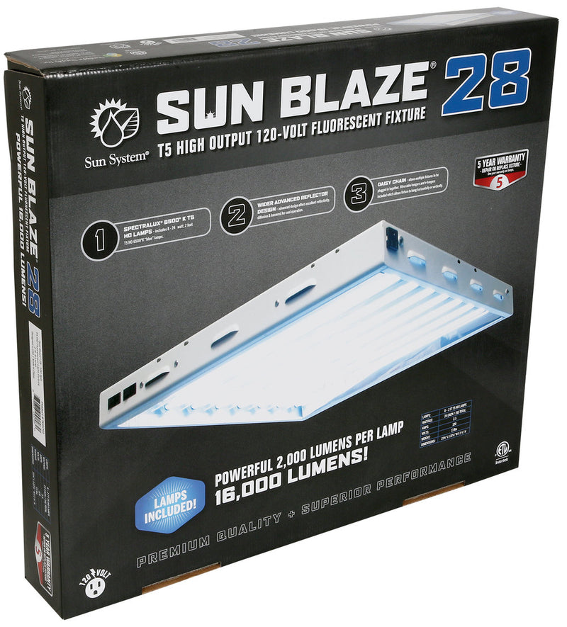 Sun Blaze T5 HO Fluorescent Light Fixtures - 120 Volt
