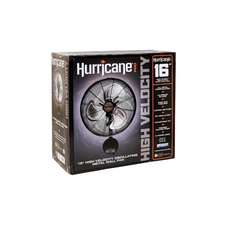 Hurricane Pro HI Velo Osc Metal Wall Fan 16in